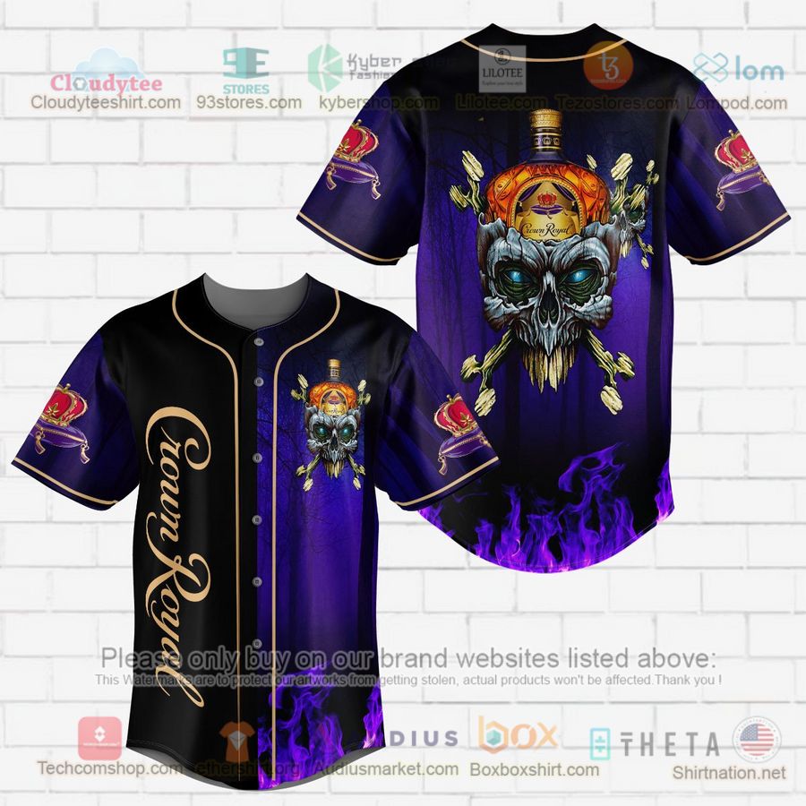 HOT Crown Royal skull head Purple Baseball Jersey Shirt