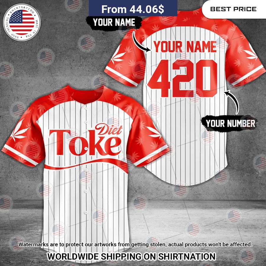 Custom Diet Toke 420 Baseball Jersey