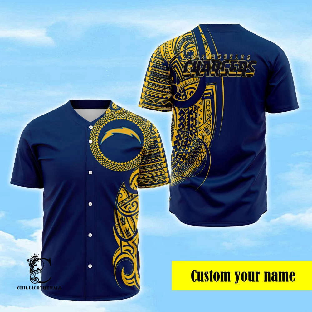 Custom LA Chargers Polynesian Baseball Jersey – Unique Personalization for Die-hard Fans