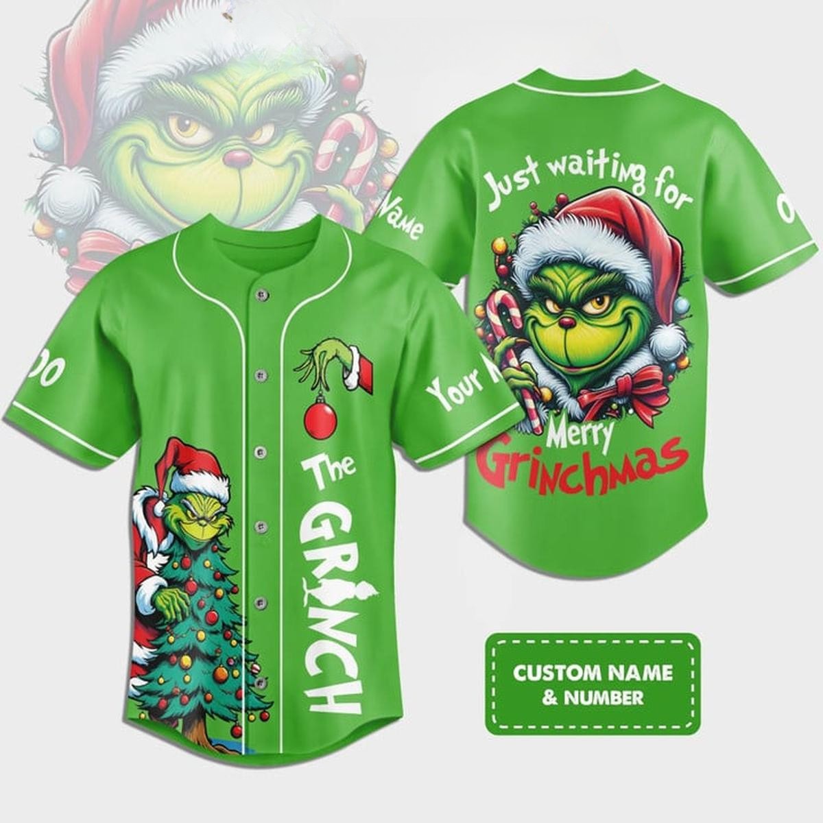 Custom Merry Grinchmas Christmas Edition Green Baseball Jersey T-Shirts, Hoodie, Sweatshirt | WearSparks.com