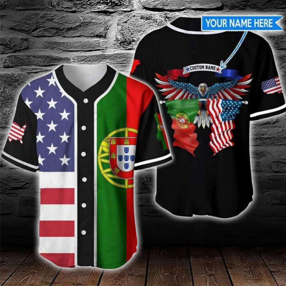 Customized America Portugal Eagle Baseball Jersey – Personalized Printed Design
