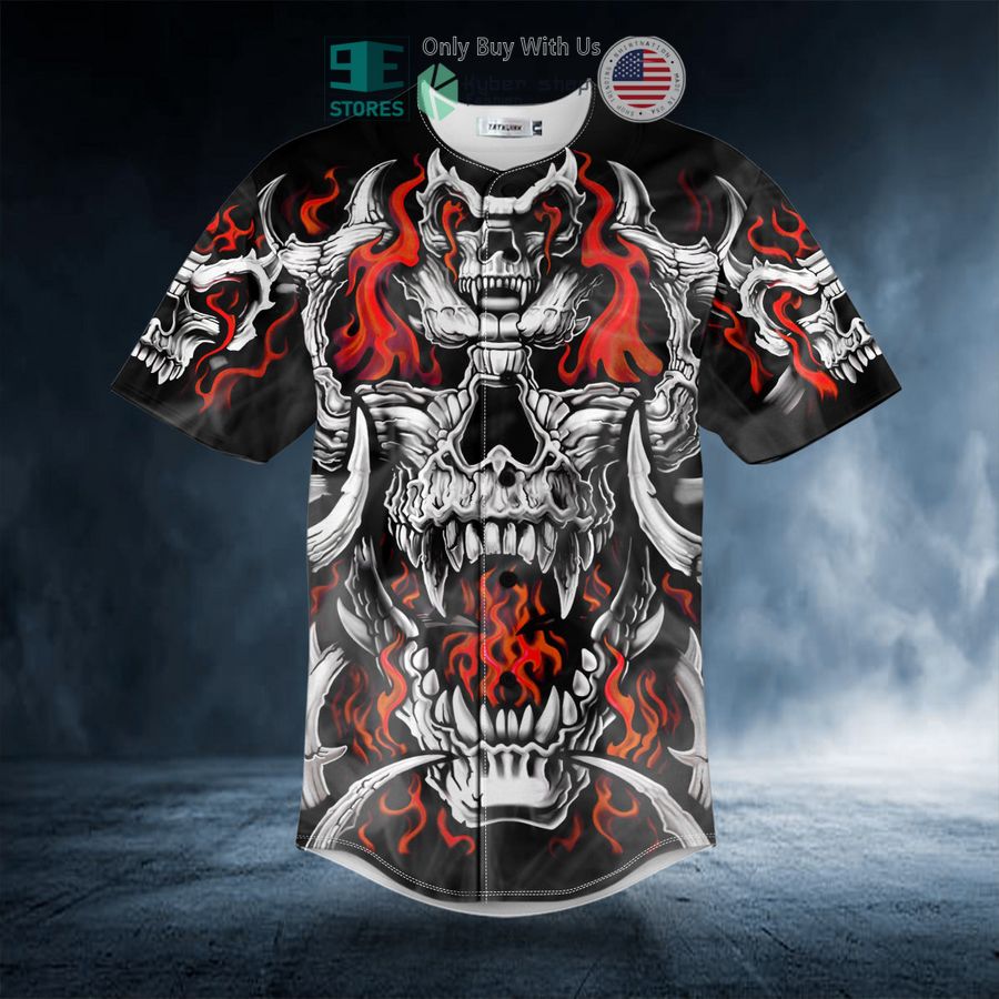 BEST Flaming Battle Dragon Skull Baseball Jersey