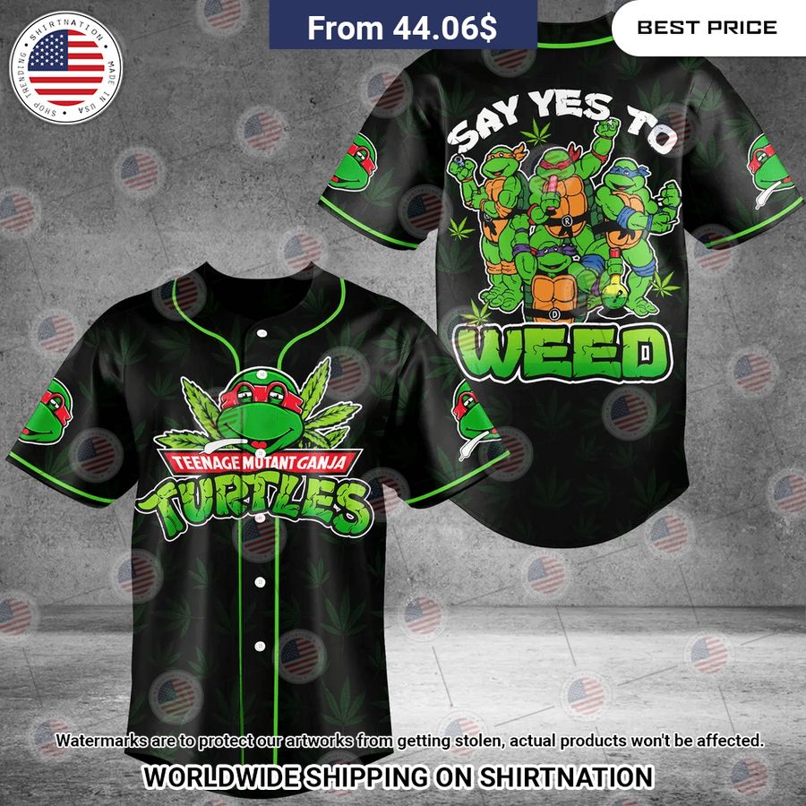 Ganja Turtles Say Yes To Weed Baseball Jersey