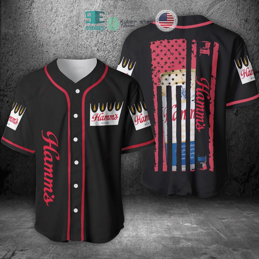 BEST Hamm's Beer United States Flag black Baseball Jersey