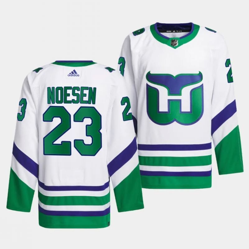 hurricanes whalers #23 stefan noesen white jersey