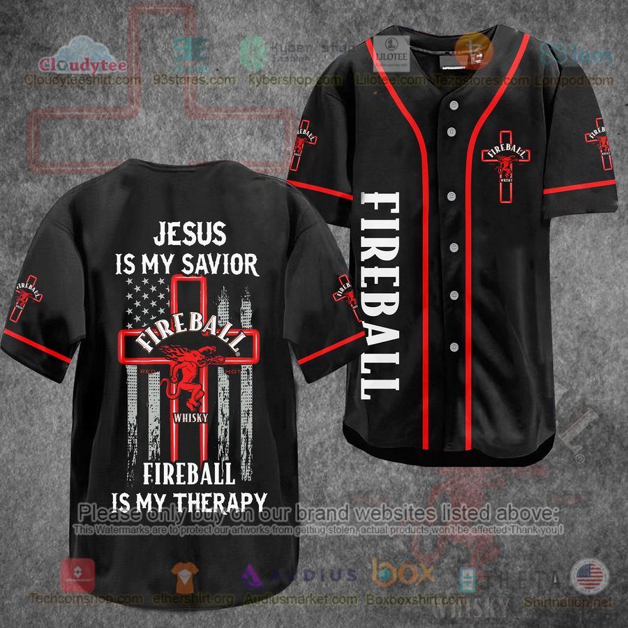 HOT Jesus Is My Savior Fireball Is My Therapy Baseball Jersey Shirt