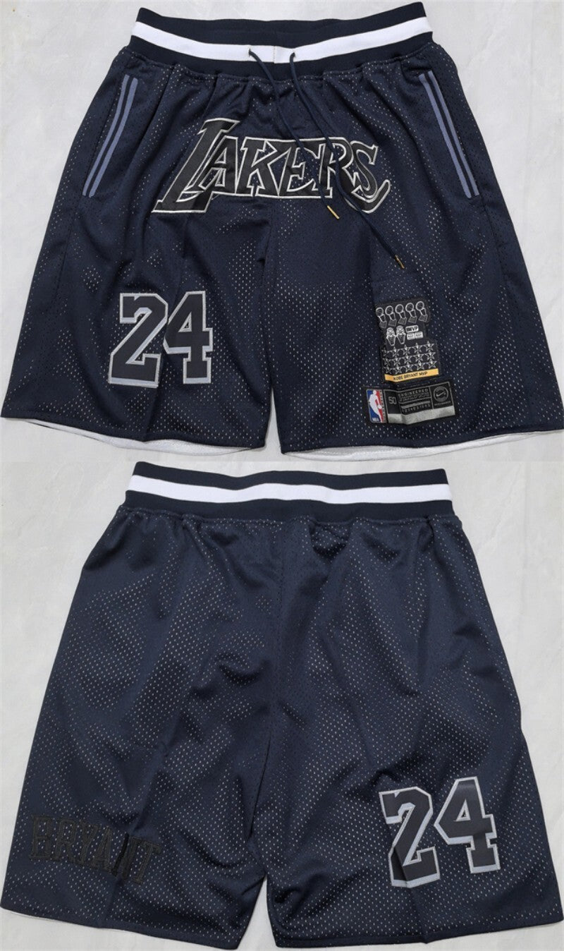 los angeles lakers #24 kobe bryant black 2025 shorts (run small)
