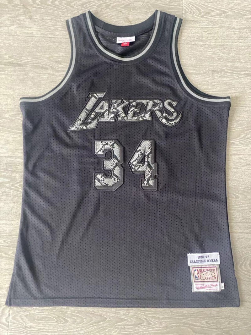 los angeles lakers leather snakeskin shaquille o'neal 1996-97 jersey Style 1