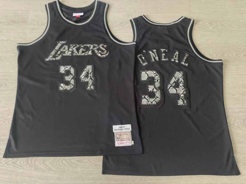 los angeles lakers leather snakeskin shaquille o'neal 1996-97 jersey Style 3