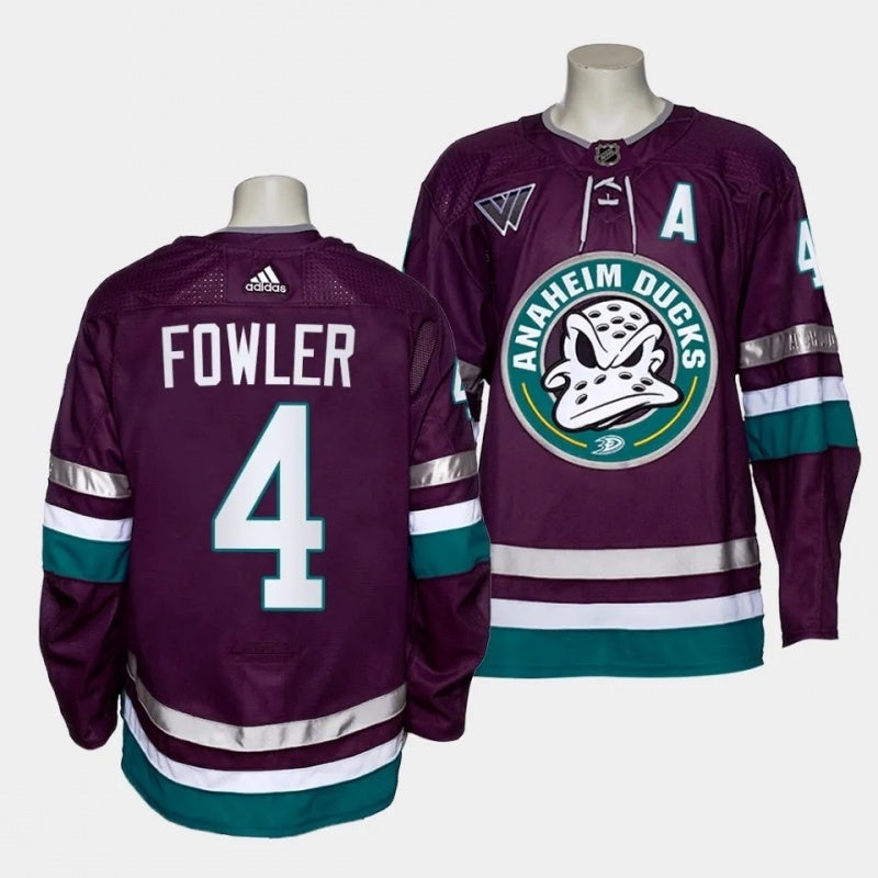 mighty ducks #4 cam fowler 2023-24 30th anniversary alternate authentic purple jersey men's