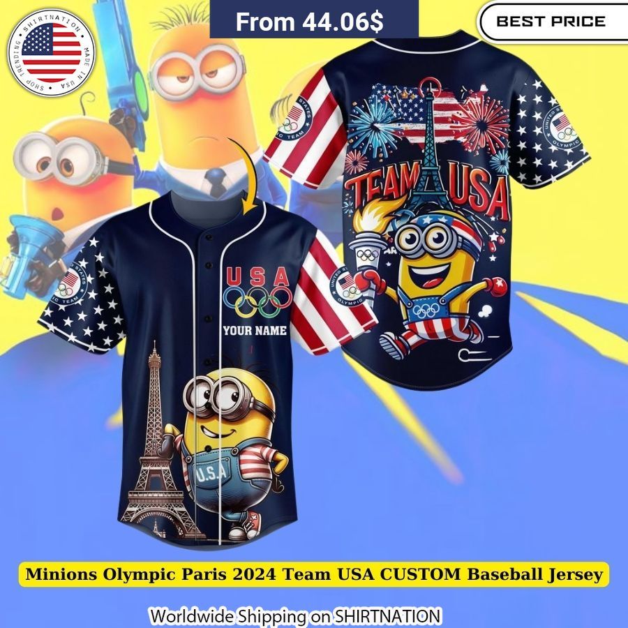 Minions Olympic Paris 2024 Team USA CUSTOM Baseball Jersey