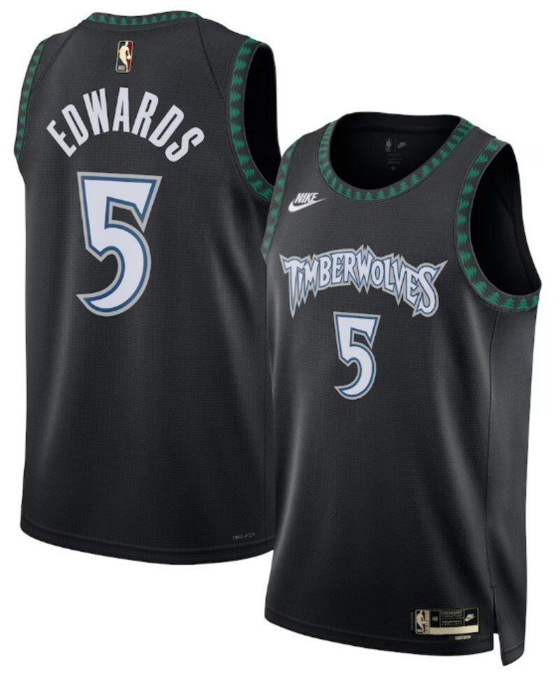 minnesota timberwolves #5 anthony edwards unisex swingman jersey - classic edition - black