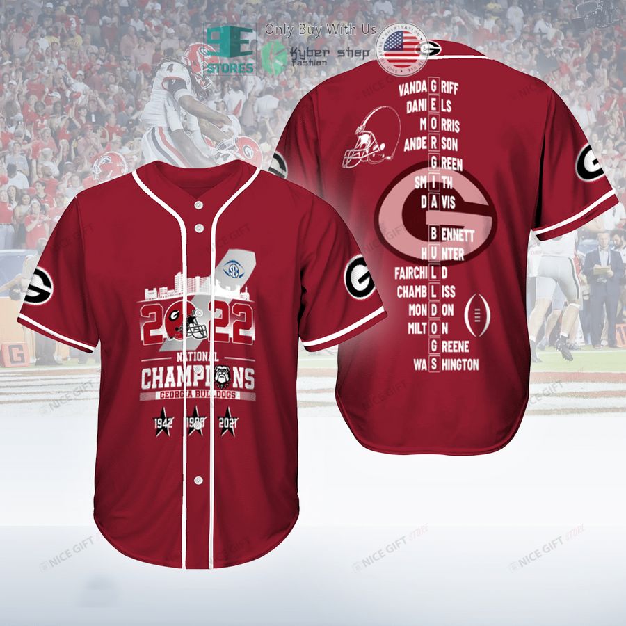BEST NCAA Georgia Bulldogs 2022 National Champions Red Baseball Jersey