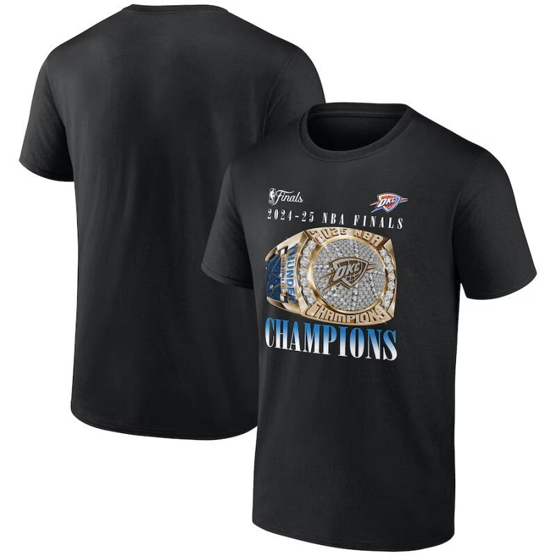 oklahoma city thunder black 2025 finals champions inbound pass ring t-shirt
