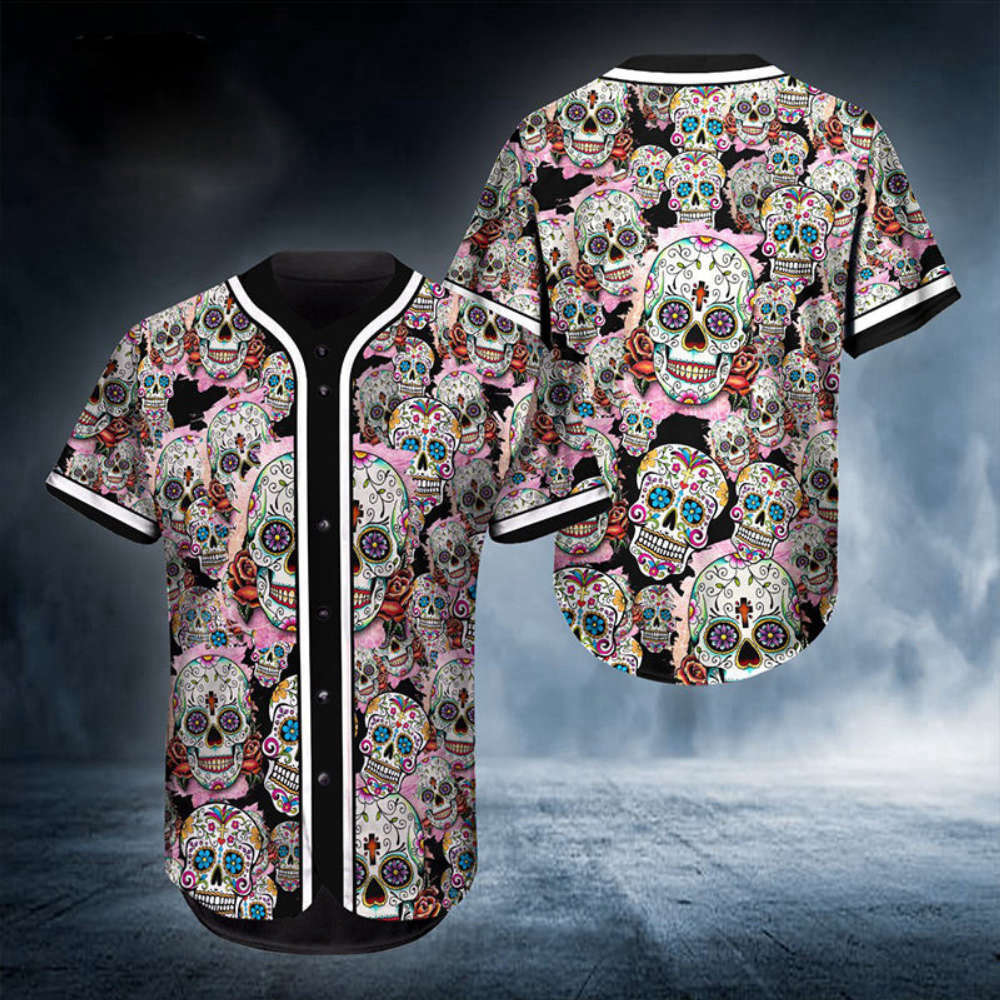 Pattern Color Sugar Skull Baseball Jersey