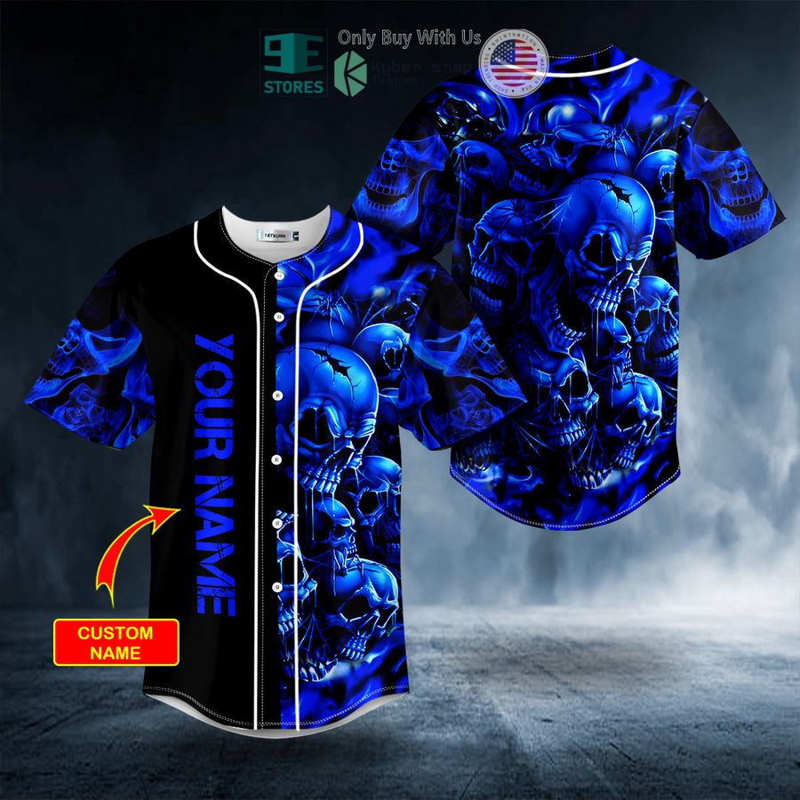 BEST Personalized Blue Cracked Skull Custom Baseball Shirt