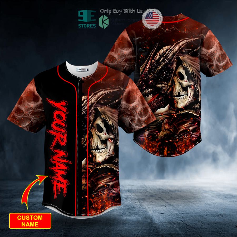 BEST Personalized Dragon Grim Reaper Skull Custom Baseball Jersey