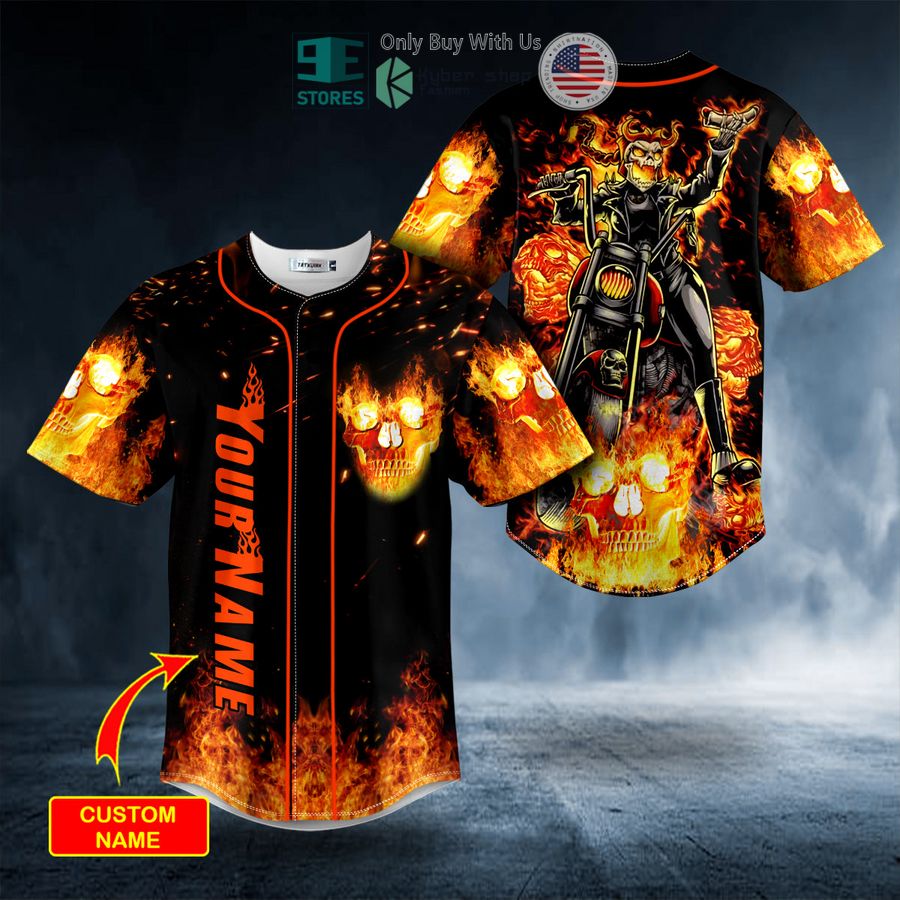 BEST Personalized Ghost Racer Fire Skull Custom Baseball Jersey