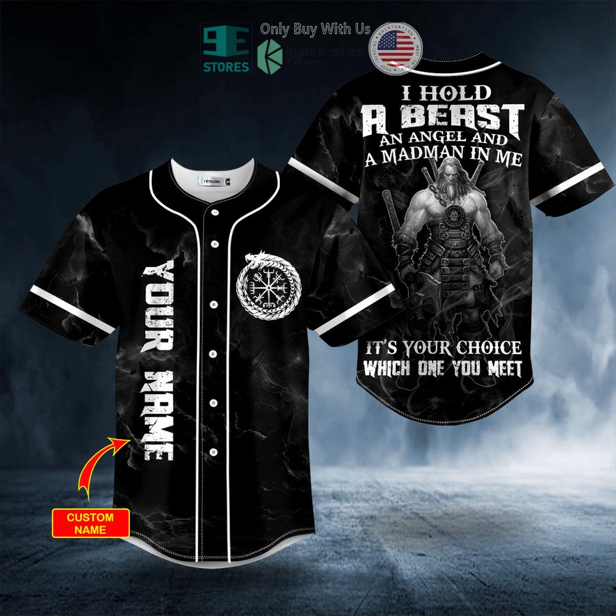 BEST Personalized I Hold A Beast An Angel And Madman In Me Skull Custom Baseball Shirt