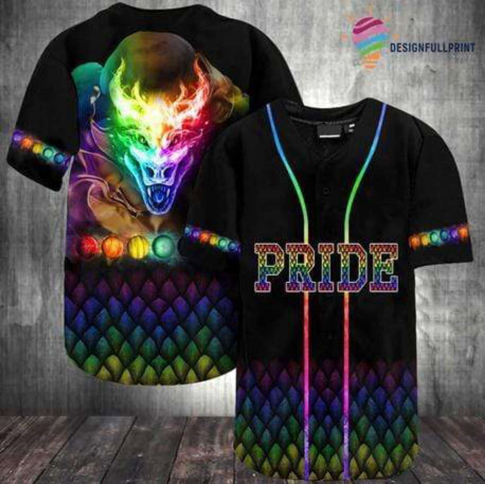 Personalized Lgbt Pride Rainbow Dragon Baseball Jersey