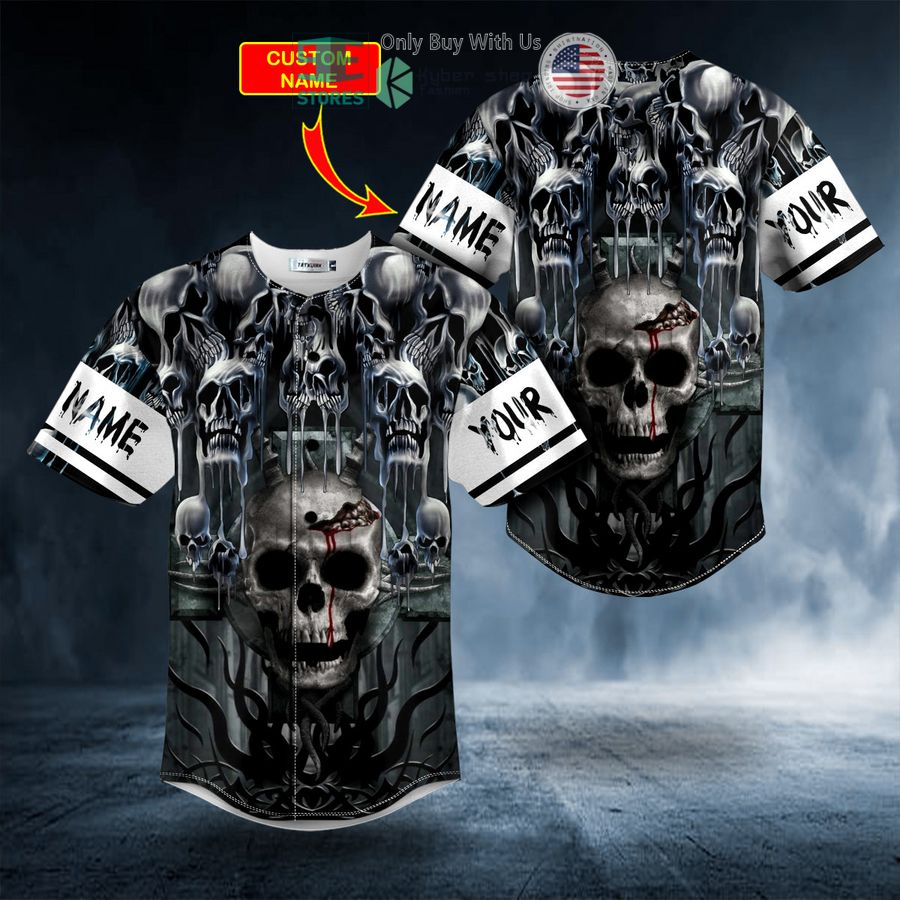 BEST Personalized Melting Cracked Skull Custom Baseball Jersey