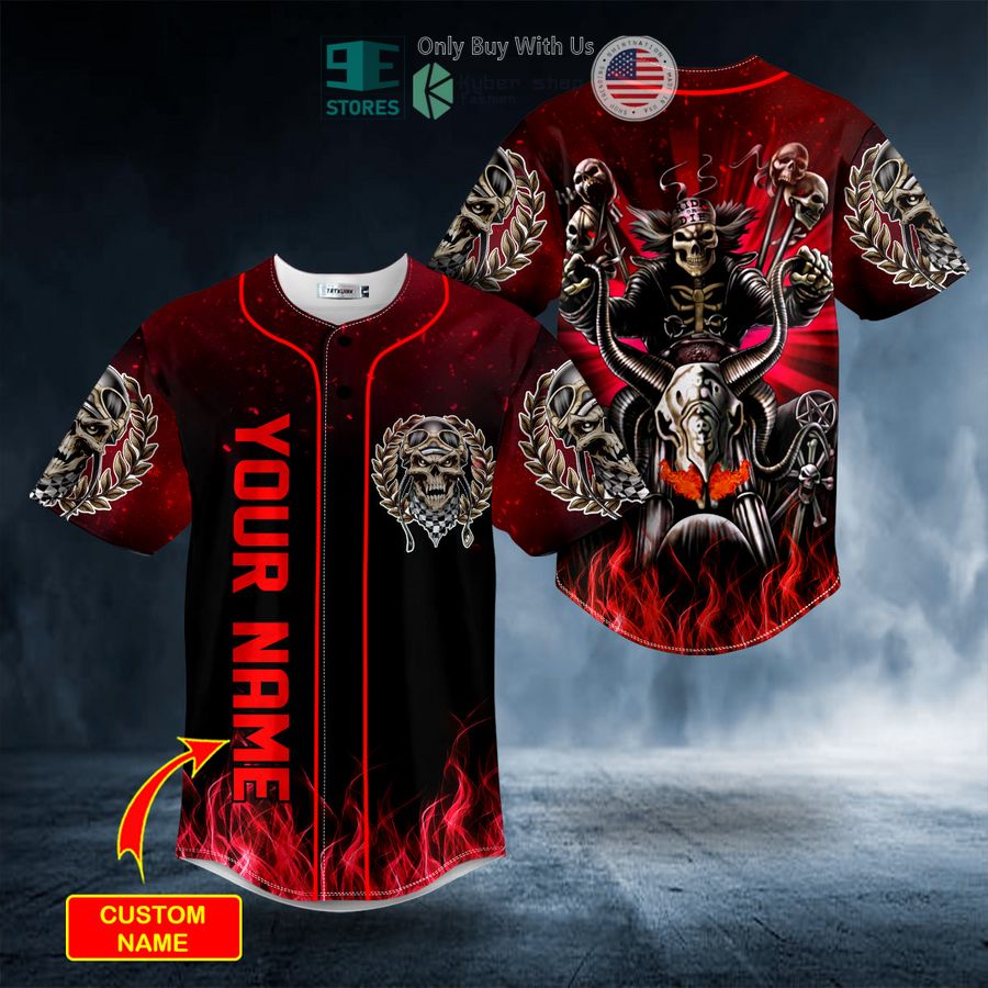 BEST Personalized Red The Hunt Ghost Racer Skull Custom Baseball Jersey