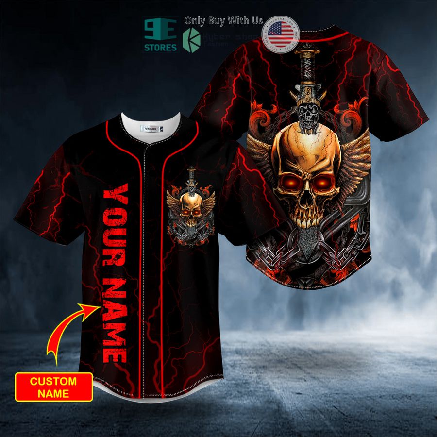 BEST Personalized Sword Broken Winged Skull Custom Baseball Jersey