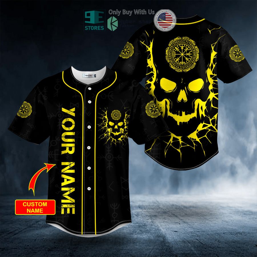 BEST Personalized Viking Compass Yellow Skull Custom Baseball Shirt