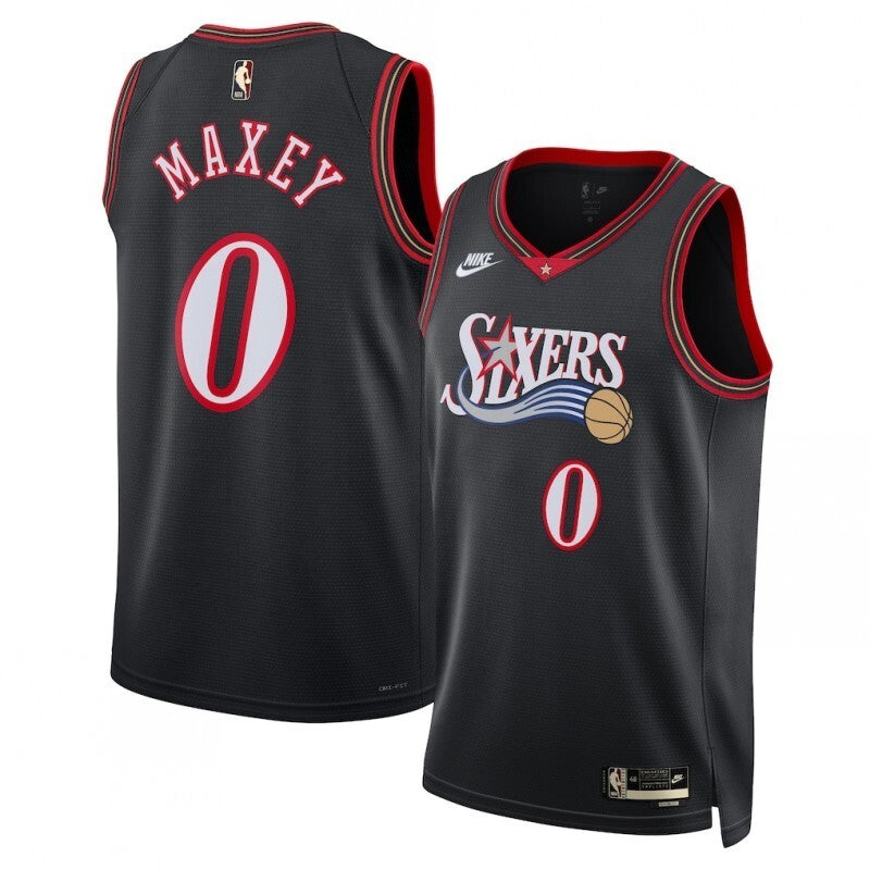 philadelphia 76ers #0 tyrese maxey unisex swingman jersey - classic edition - black