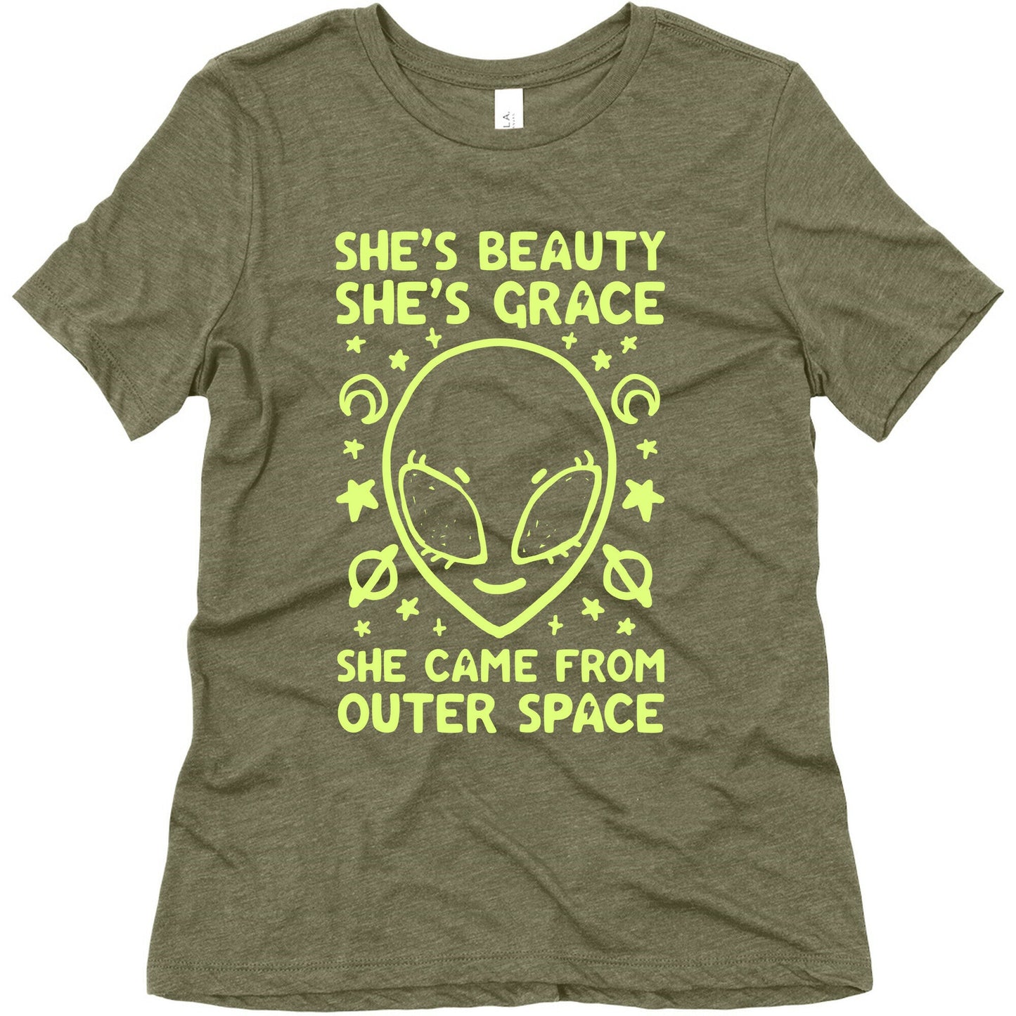 She's Beauty She's Grace She Came From Outer Space Women's Triblend Tee