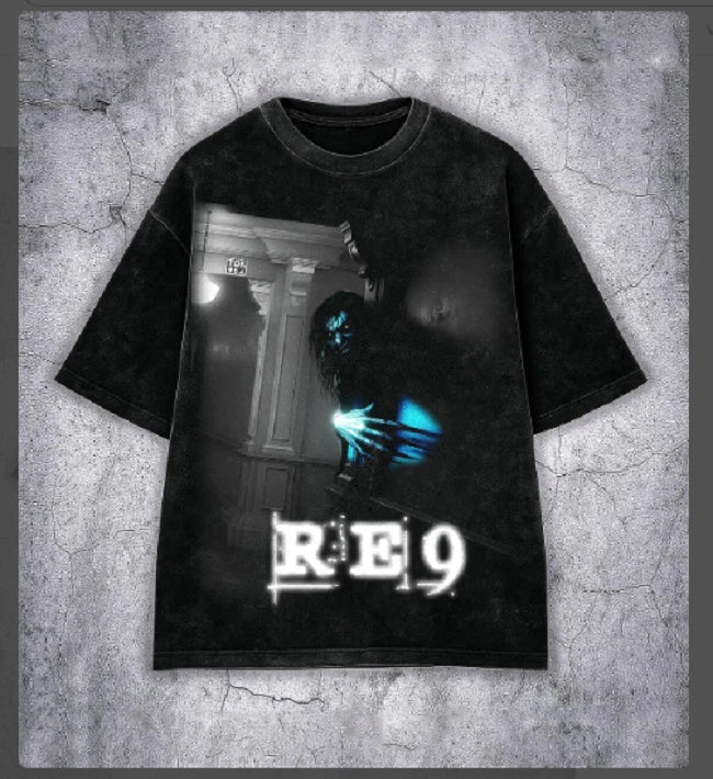 Vintage RE9 Bleached Art Survival Horror Game Requiem T-Shirt