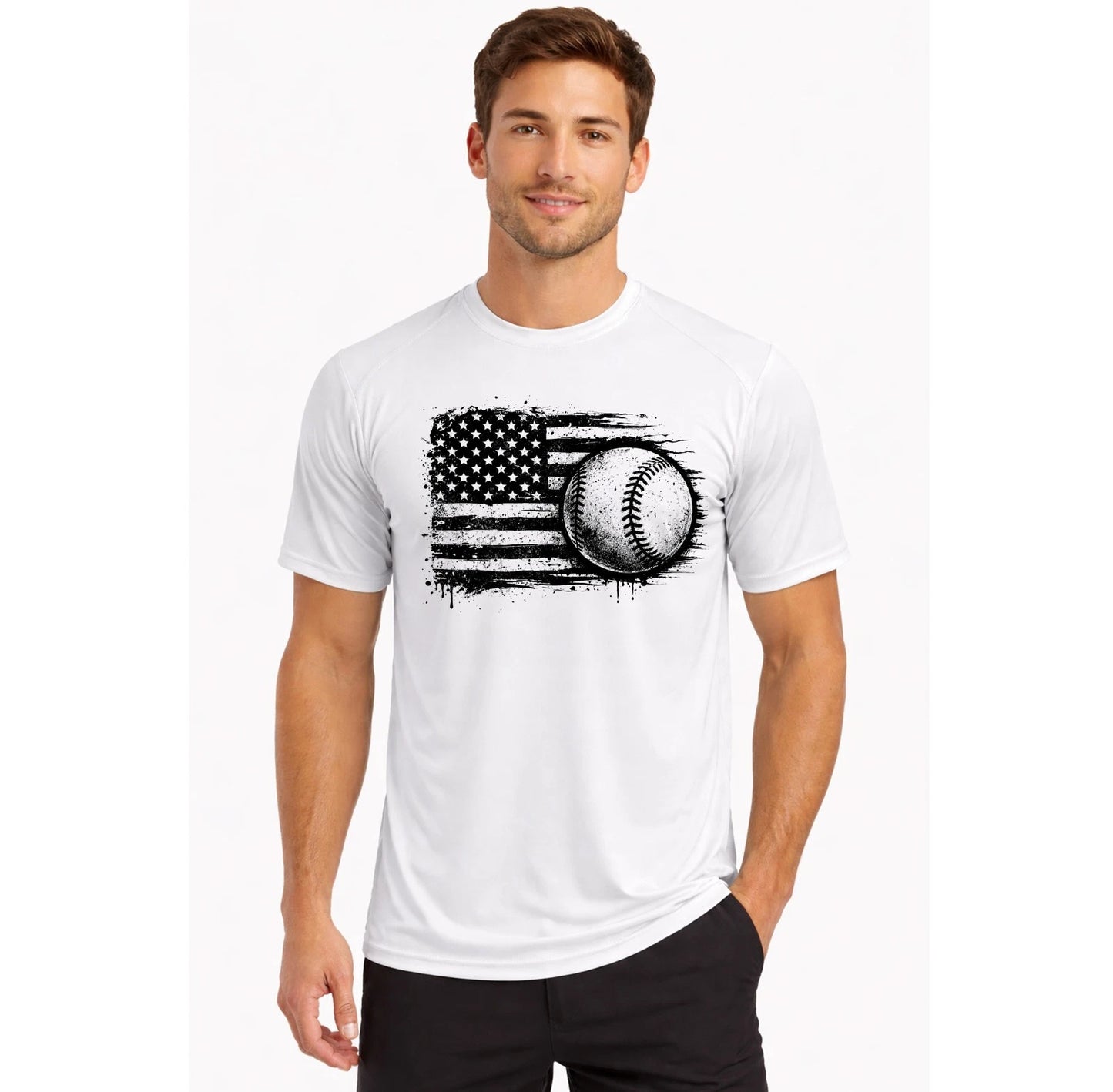 Baseball American flag Dry Fit UPF T-Shirt Fishing Boat Sport UV Sun Protection