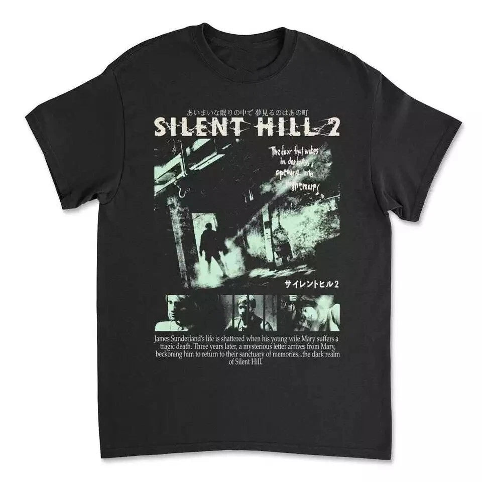 Silent Hill 2 Black T-Shirt Tee Horror Survival Gaming Konami
