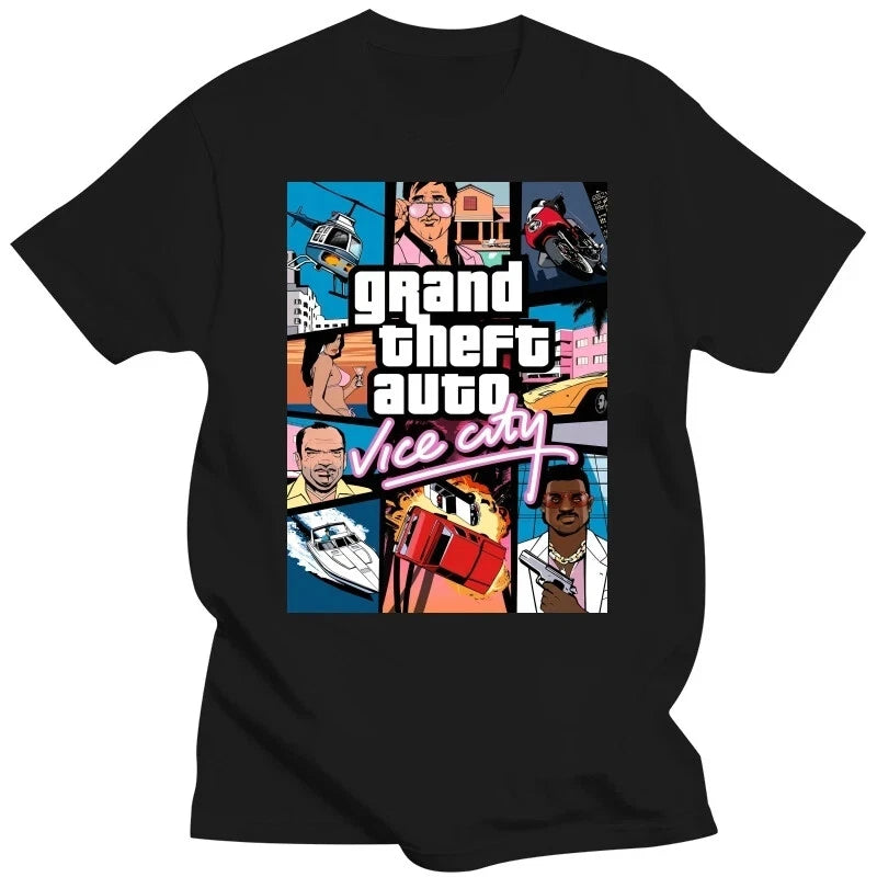 Grand Theft Auto Vice City T-Shirts GTA Game Print Streetwear Men Women Fashion