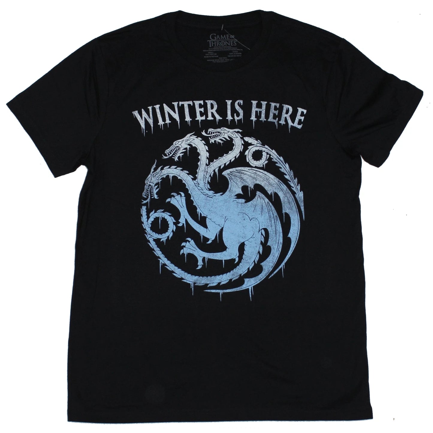 Game OF Thrones Adult New T-Shirt - Winter is Here Icy Targaryen Crest Pic