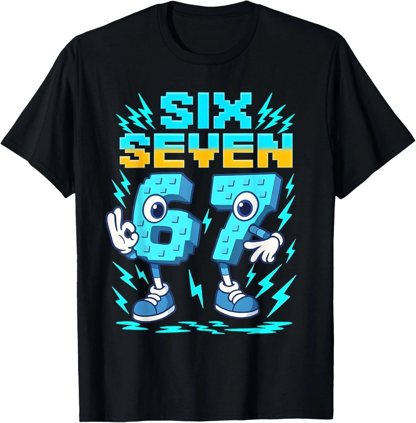 Funny Meme 67 Italian Brainrot Six Seven Gaming Kids Boys T-Shirt- American fash