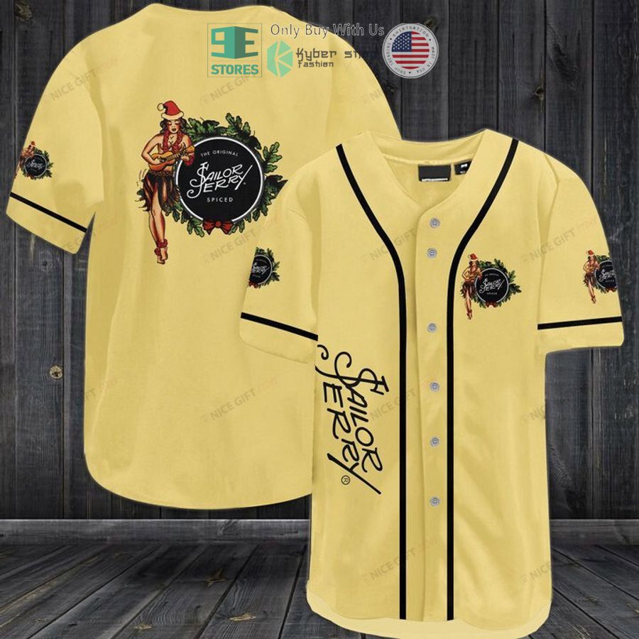 BEST Sailor Jerry logo light yellow Baseball Jersey