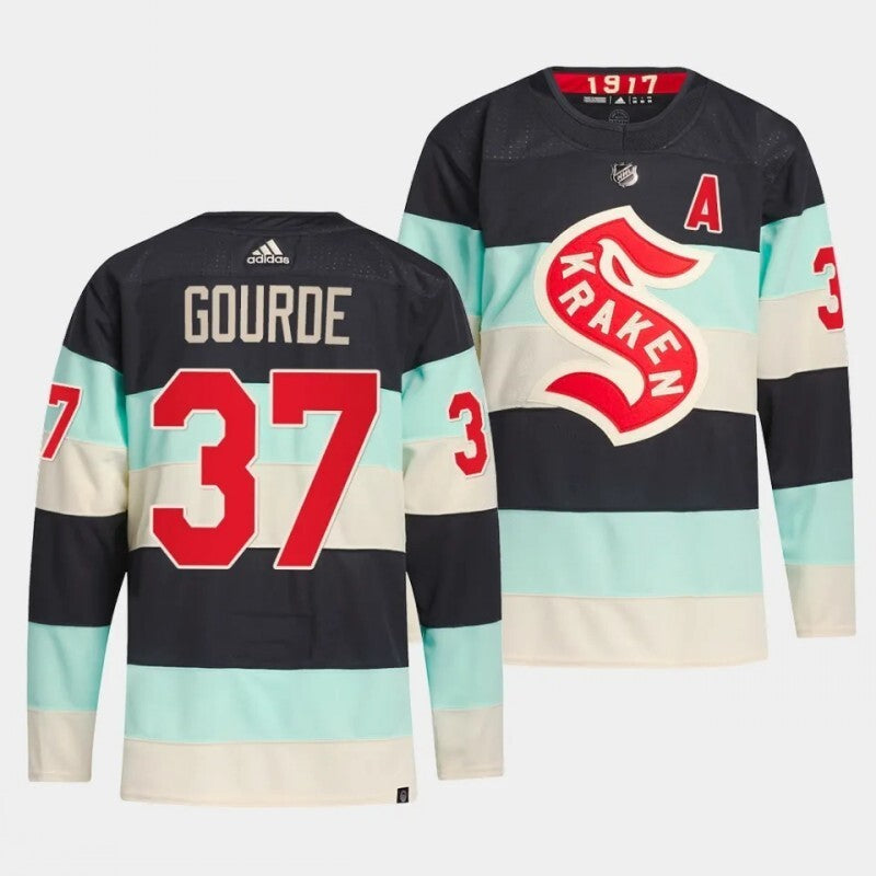 seattle kraken #37 yanni gourde 2024 nhl winter classic jersey - deep sea blue
