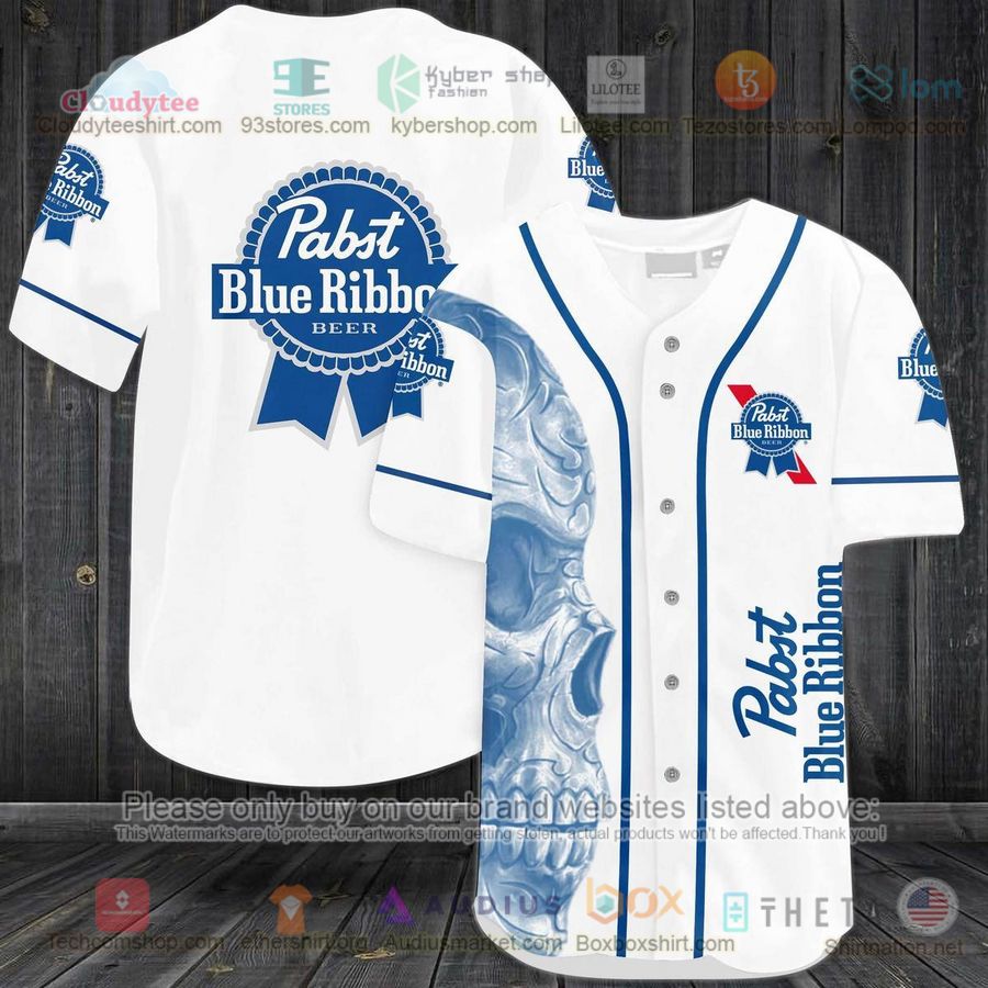 HOT Skull Pabst Blue Ribbon Beer Baseball Jersey Shirt