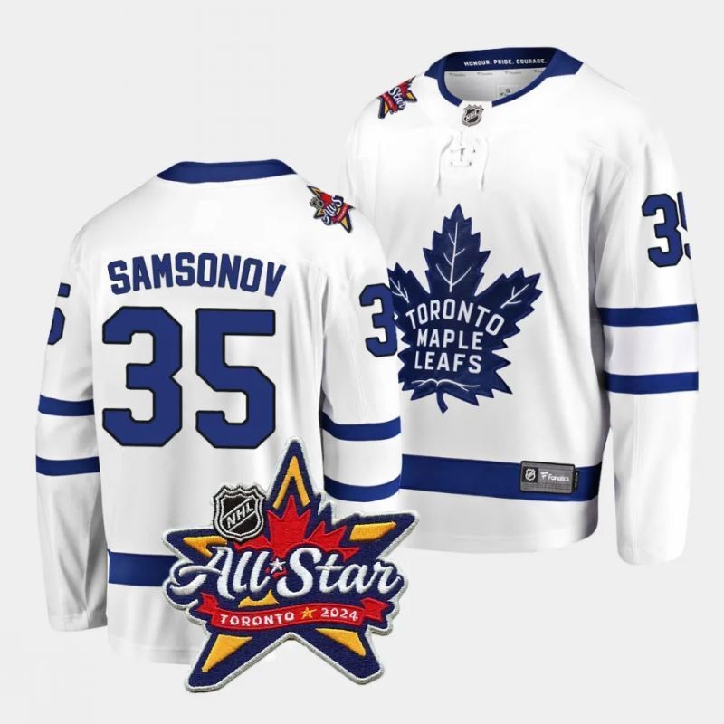 toronto maple leafs #35 ilya samsonov 2024 nhl all-star patch white away jersey