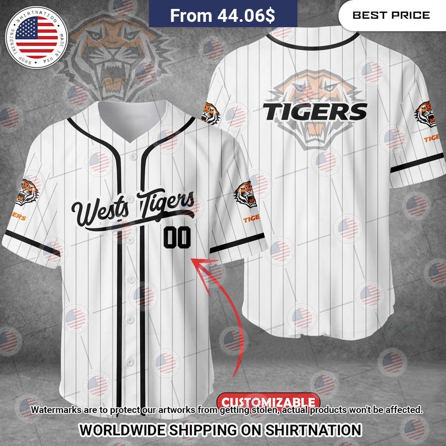 Wests Tigers Custom Baseball Jersey