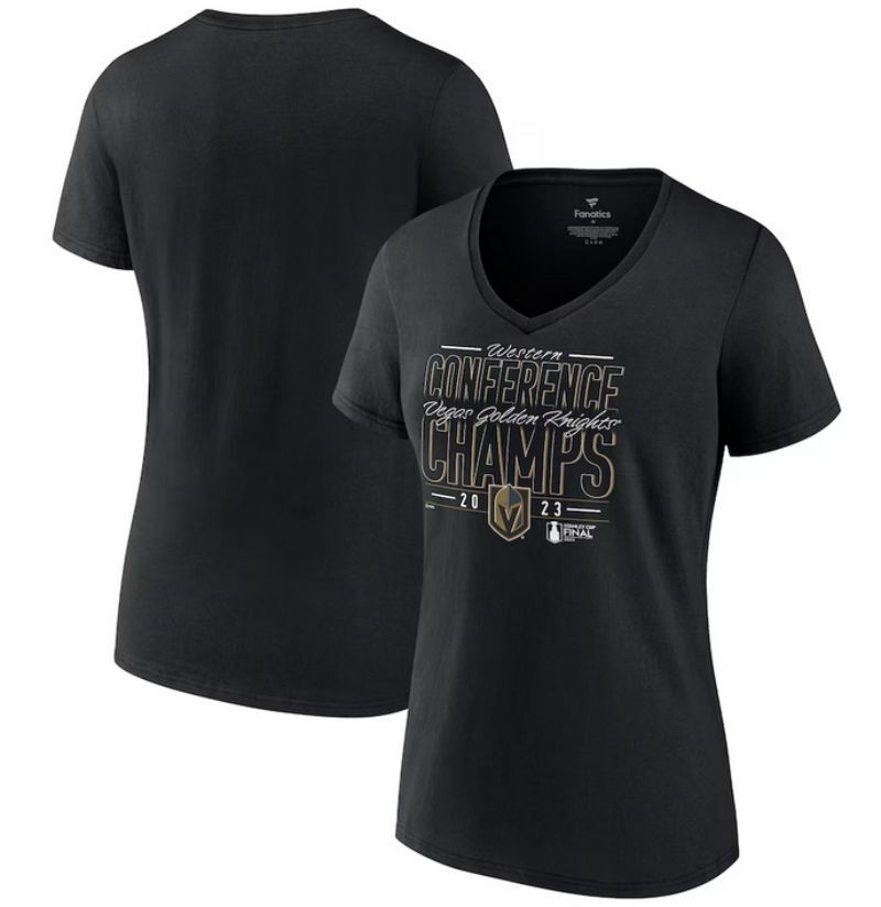 women vegas golden knights black 2023 western conference champions goal tender v-neck 1