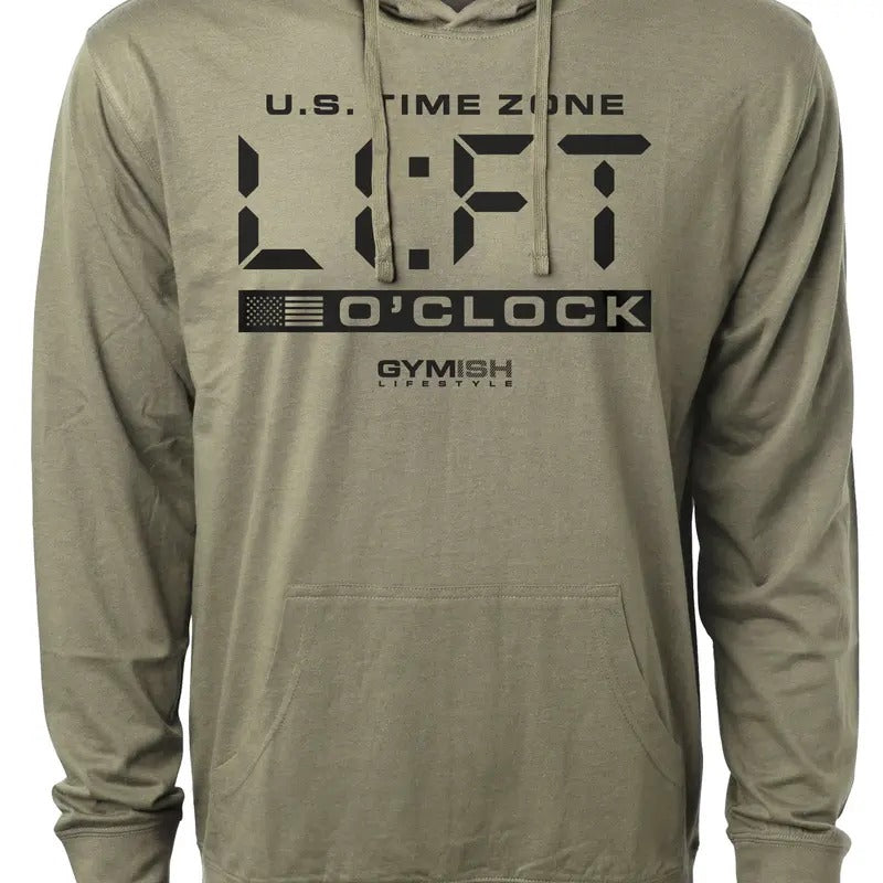 089. Lift O'Clock Funny Workout Gym Hoodie for Men Cotton Menswear T-Shirts, Sweatshirt | WearSparks.com
