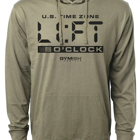 089. Lift O'Clock Funny Workout Gym Hoodie for Men Cotton Menswear T-Shirts, Sweatshirt | WearSparks.com