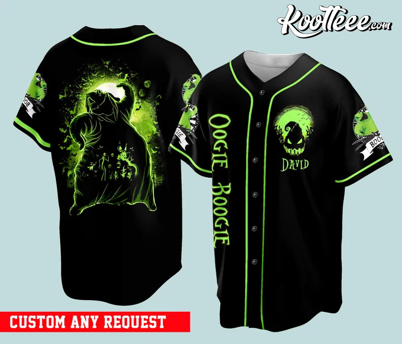 0ogie Boogie Horror Halloween Custom Baseball Jersey