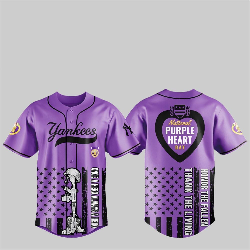 2025 NY Yankees National Purple Heart Day Jersey - Grishko.com T-Shirts, Hoodie, Sweatshirt | WearSparks.com (Image 1)