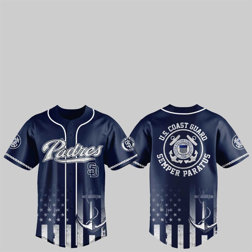 2025 SD Padres US Coast Guard Semper Paratus Jersey - Grishko.com T-Shirts, Hoodie, Sweatshirt | WearSparks.com (Image 1)