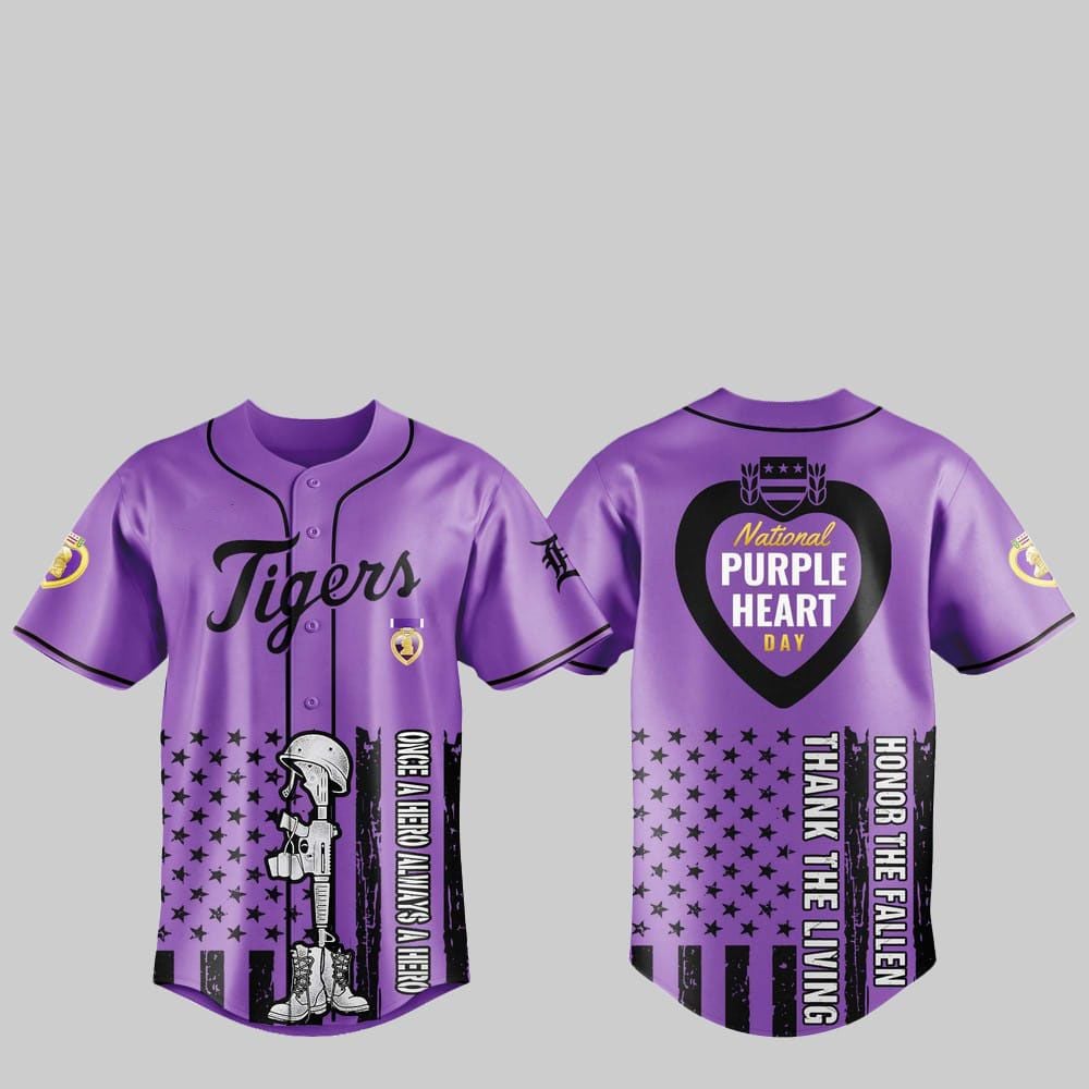 2025 Tigers National Purple Heart Day Jersey - Grishko.com T-Shirts, Hoodie, Sweatshirt | WearSparks.com (Image 1)
