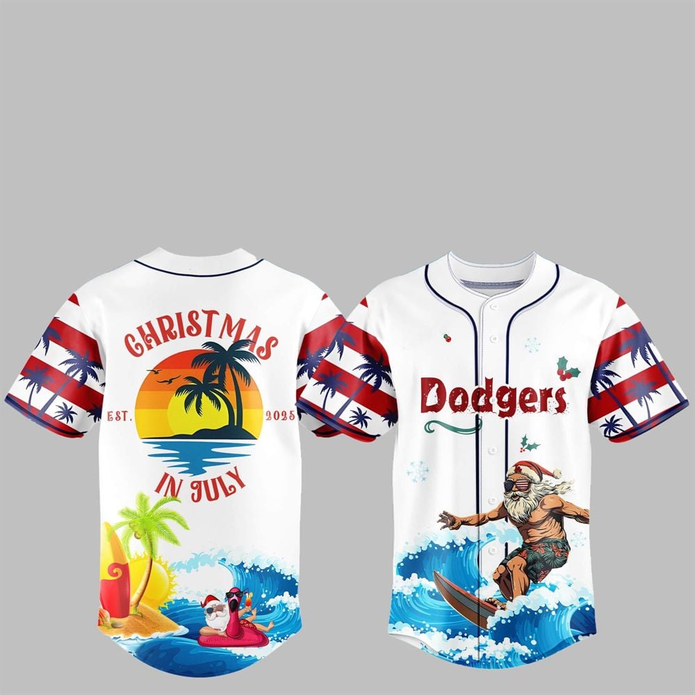 LA Dodgers Christmas July Santa 2025 Jersey - Grishko.com T-Shirts, Hoodie, Sweatshirt | WearSparks.com (Image 1)