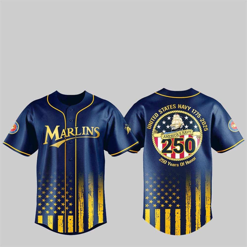 Marlins US NAVY 250th Birthday Celebration Jersey - Grishko.com T-Shirts, Hoodie, Sweatshirt | WearSparks.com (Image 1)